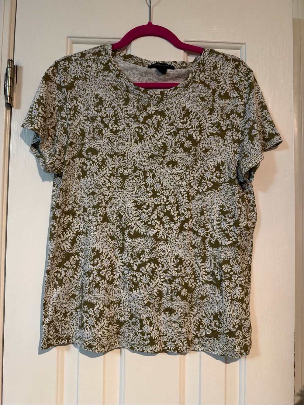 Sanctuary Olive Green Paisley Crew Neck Tee